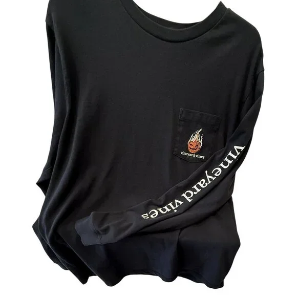 Vineyard Vines Headless Horseman Mens Black Long Sleeve T-Shirt Pocket Large - Picture 3 of 6